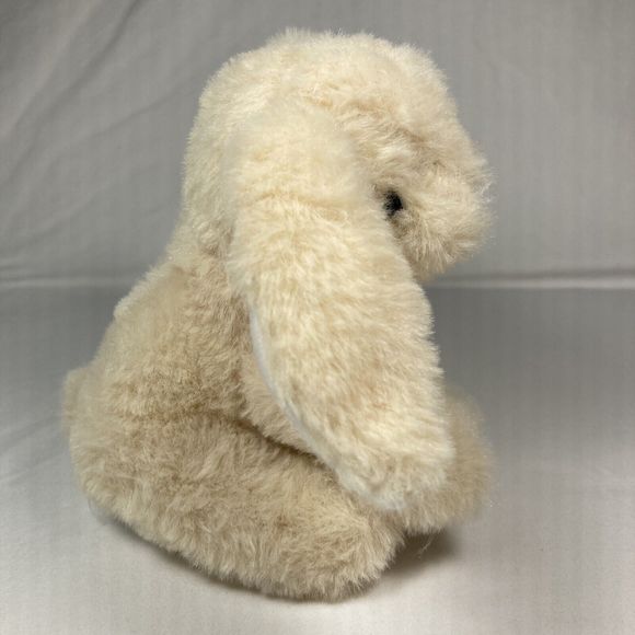 6" Cream Colored Baby Bunny Black and Cream Check Bow Stuffed Animal - Picture 3 of 12